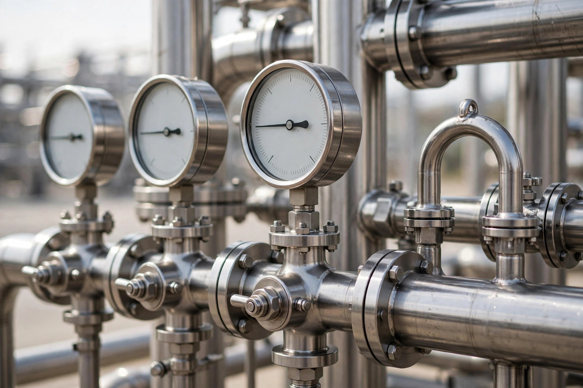 Custody transfer metering station with steel pipework and flow meters